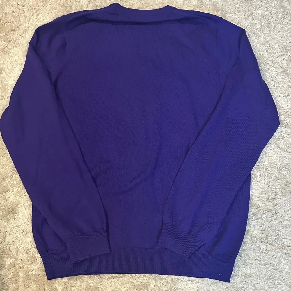 J. Crew Men's 100% Merino Wool Purple Crewneck Sweater - Large Tall